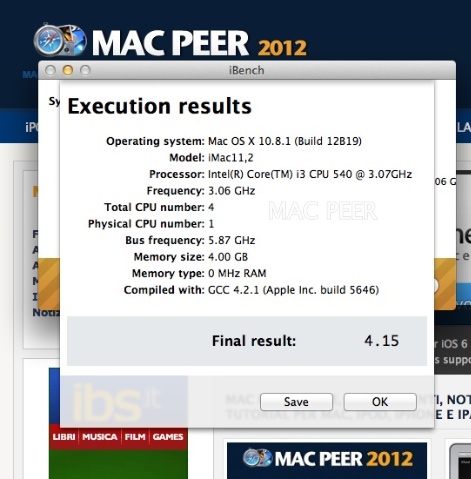 iBench risultati iMac