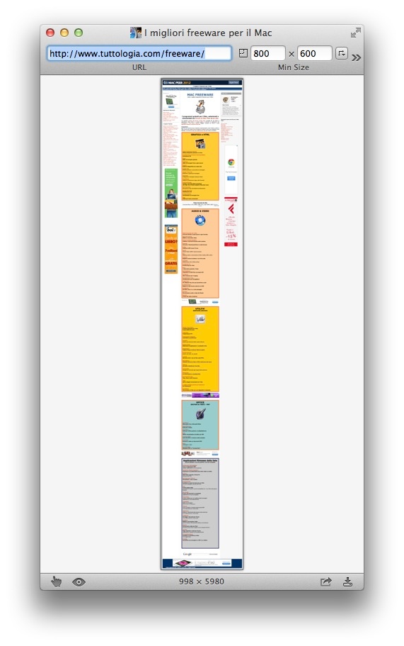Paparazzi per Mac permette di salvare intere pagine web
