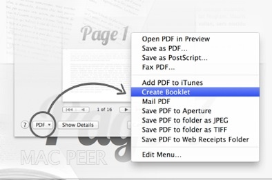 Meni stampa PDF Create Booklet