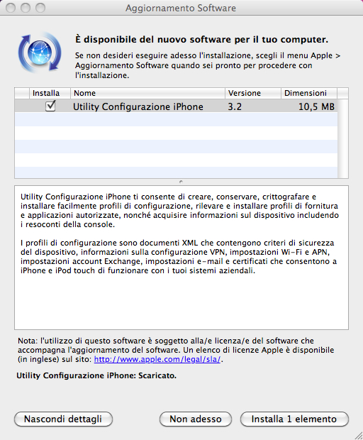 Utility Configurazione iPhone 3.2