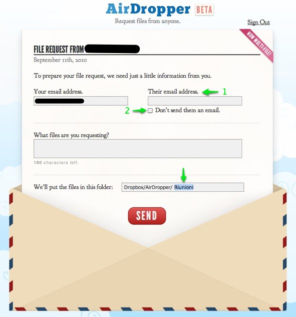 AirDropper, web app per caricare file in Dropbox