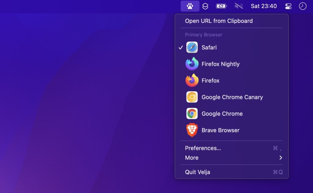 Puoi scegliere quale browser usare per ogni sito, aprire link direttamente in app (come Zoom, Figma, Notion)