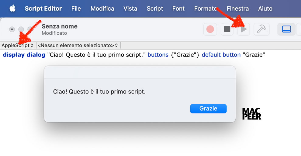 Impara ad usare Script Editor