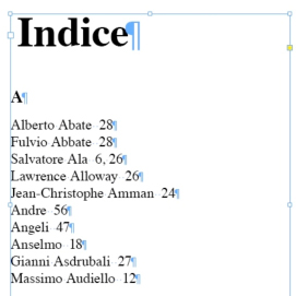Tutorial: creare un indice analitico in InDesign