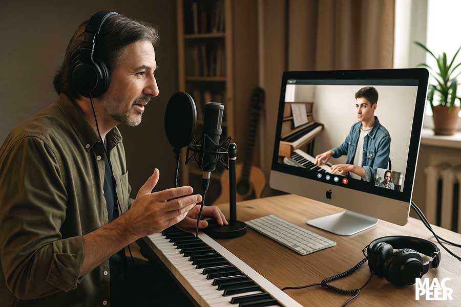 Insegnare musica online con il Mac: una classe virtuale che suona dal vivo