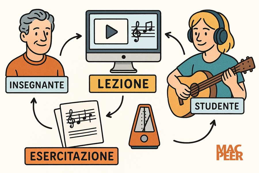 Insegnare musica online con il Mac: una classe virtuale che suona dal vivo