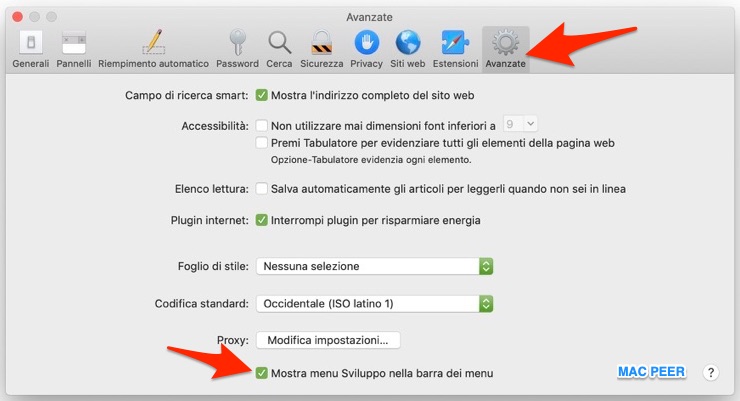Per gestire Instagram su Mac, vai nelle preferenze di Safari