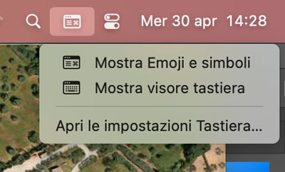 Menu Tastiera sul Mac