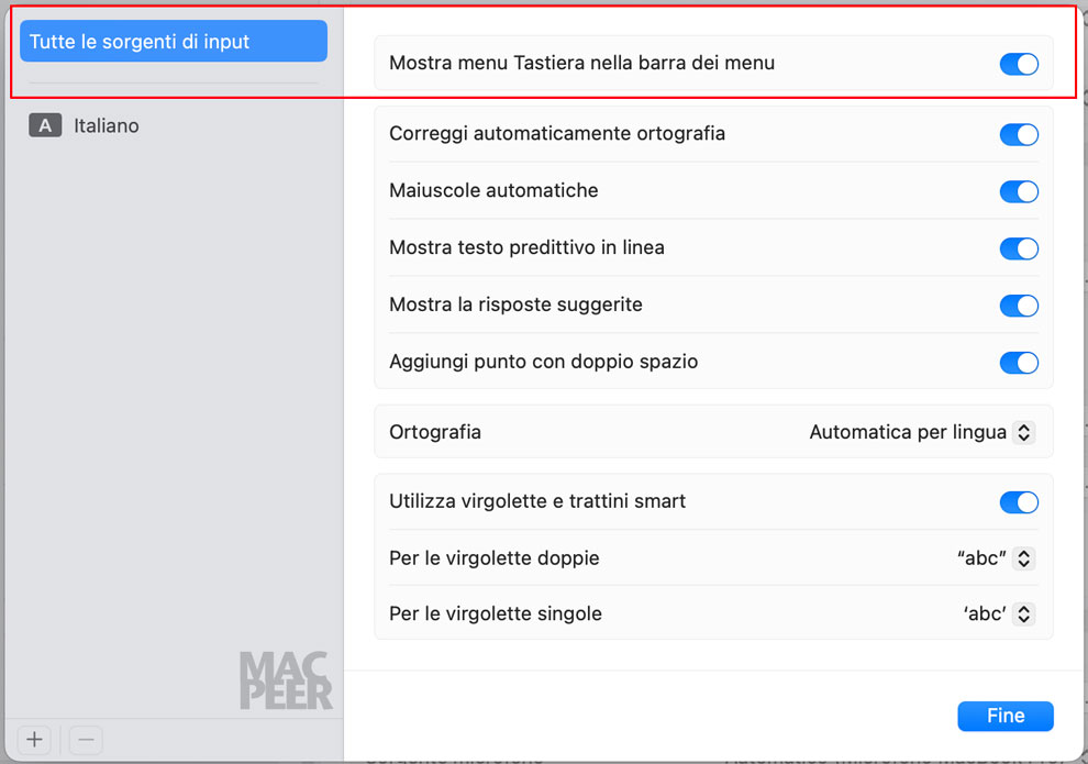Sorgenti di input > Modifica