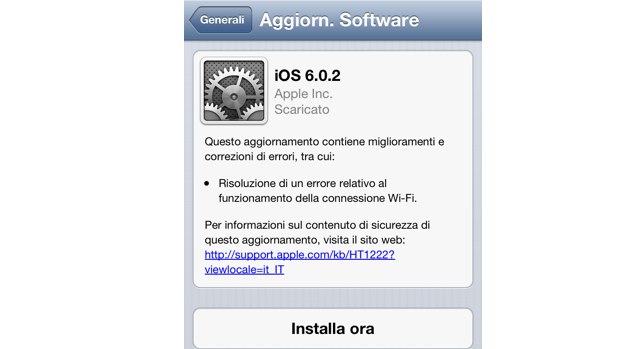 Rilasciato iOS 6.0.2