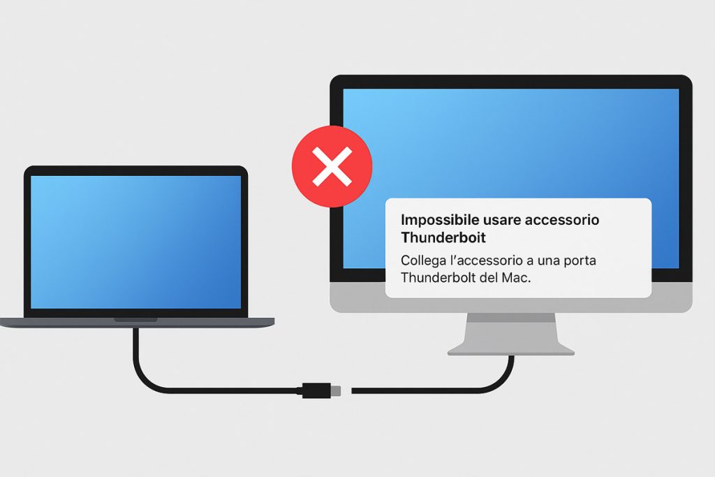 Impossibile usare accessorio Thunderbolt. Collega l’accessorio a una porta Thunderbolt del Mac