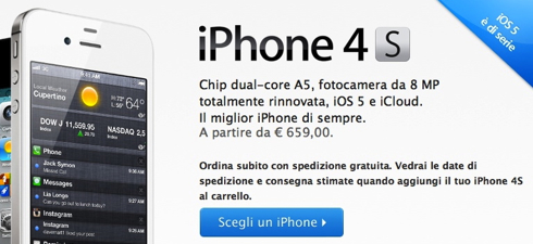 iPhone 4S, prezzi e disponibilità in Italia