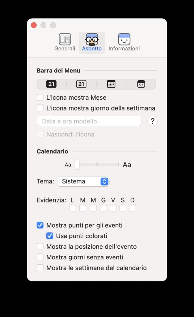 Itsycal per Mac. Un calendario della barra dei menu